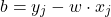 \begin{equation*}  b = y_j - w \cdot x_j \quad  \end{equation*}